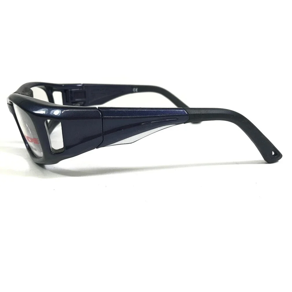 Leader Safety Eyeglasses Frames Leadero 2 Shiny Blue Square Wide Fit 52-16-125
